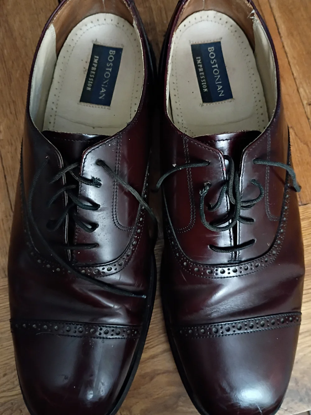 Bostonian Men's Dark Burgundy Leather Cap-Toe Derbys Size 11